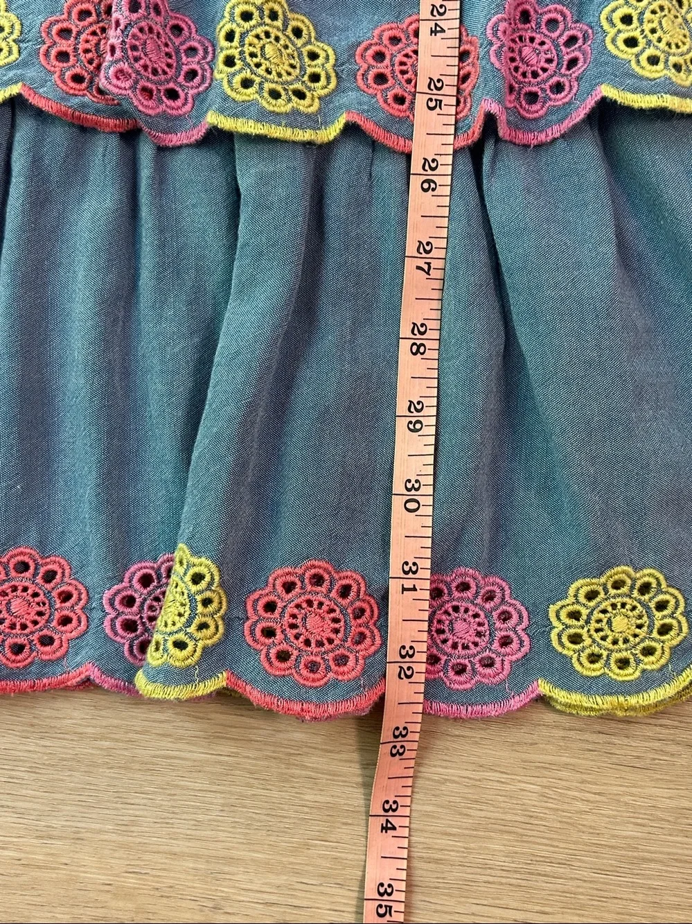Old Navy Sleeveless Blue Tiered Eyelet Dress with Ruffles for Girls Size L 10-12